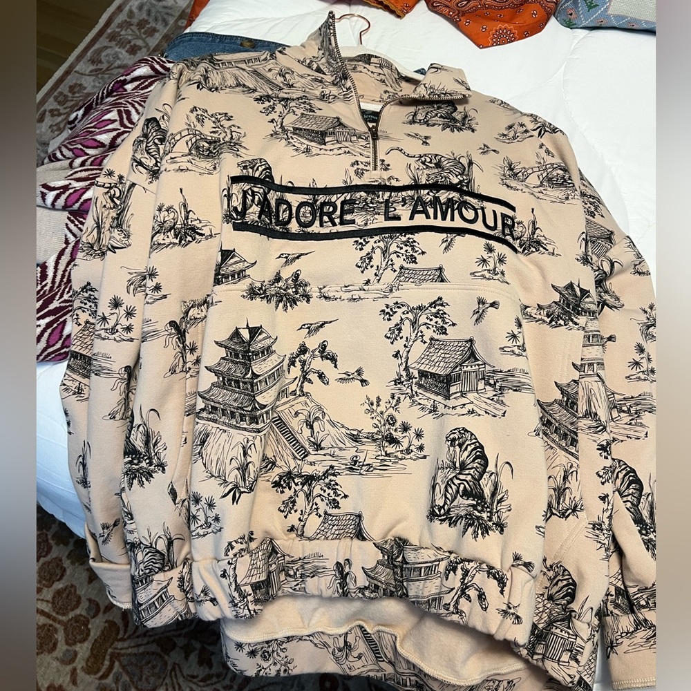 Ell and Emm quarter zip toile print